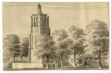 202576 Gezicht op de toren van de Nederlands Hervormde kerk te Houten.